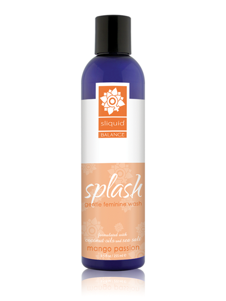 Sliquid Balance Splash Intimate Gentle Feminine Wash 8.5oz pH Balanced Formula - Mango Passion - Bath and Intimate Fragrances