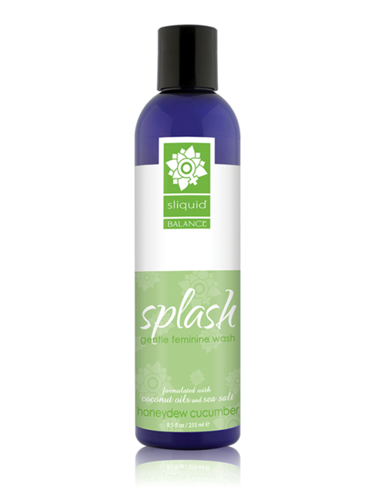 Sliquid Balance Splash Intimate Gentle Feminine Wash 8.5oz pH Balanced Formula - Honeydew & Cocumber - Bath and Intimate Fragrances