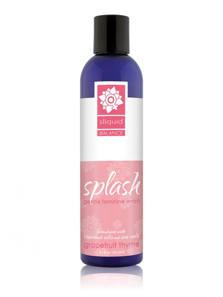 Sliquid Balance Splash Intimate Gentle Feminine Wash 8.5oz pH Balanced Formula - Grapefruit & Thyme - Bath and Intimate Fragrances