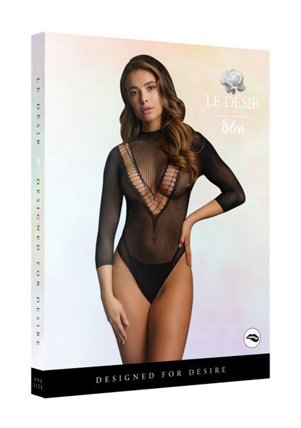 Shots Toys Le Desir Short Sleeve Womens Teddy Black OS Fishnet Body - - Teddies and Bodysuits