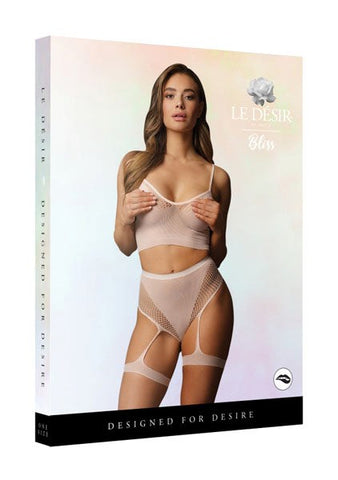 Shots Toys Le Desir 2 Piece Bra Set with Garters One Size Pink Lingerie - Bras and Bra Sets