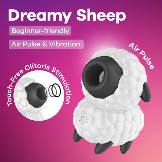 Satisfyer Dreamy Sheep Vibrating Air Pulse Stimulator - White - Clit Ticklers and Pulsators