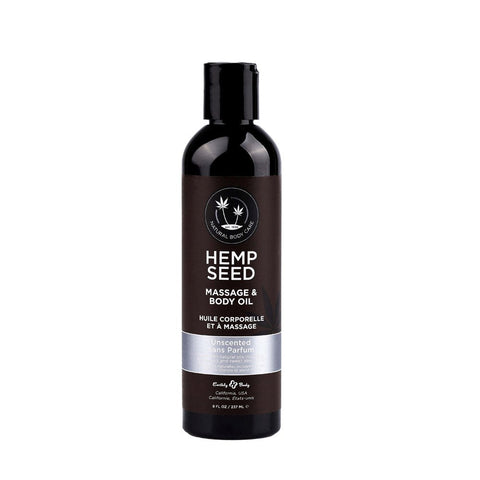Earthly Body Scented Hemp Seed Massage Oil 237ml Non Greasy Intimate Formula - Massage Oils and Lubricants