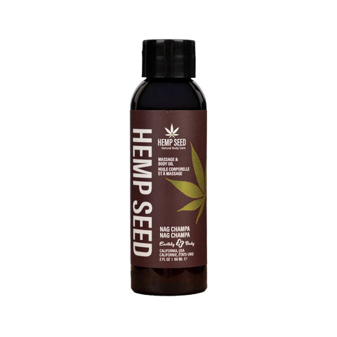 Earthly Body Hemp Seed Scented Massage Oil 59ml Natural Vegan Formula - Massage Oils and Lubricants