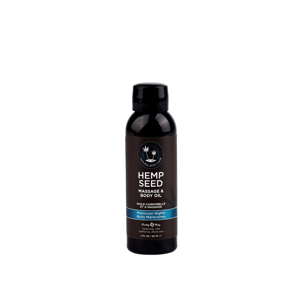 Earthly Body Hemp Seed Scented Massage Oil 59ml Natural Vegan Formula - Moroccan Nights - Massage Oils and Lubricants