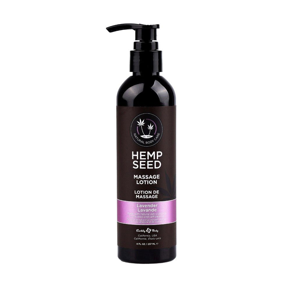 Earthly Body Hemp Seed Scented Massage Lotion 237 ml Non Greasy Formula - Lavender - Massage Oils and Lubricants