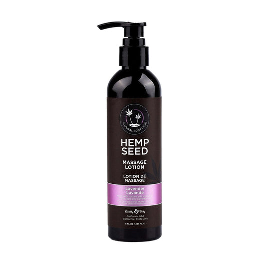 Earthly Body Hemp Seed Scented Massage Lotion 237 ml Non Greasy Formula - Lavender - Massage Oils and Lubricants