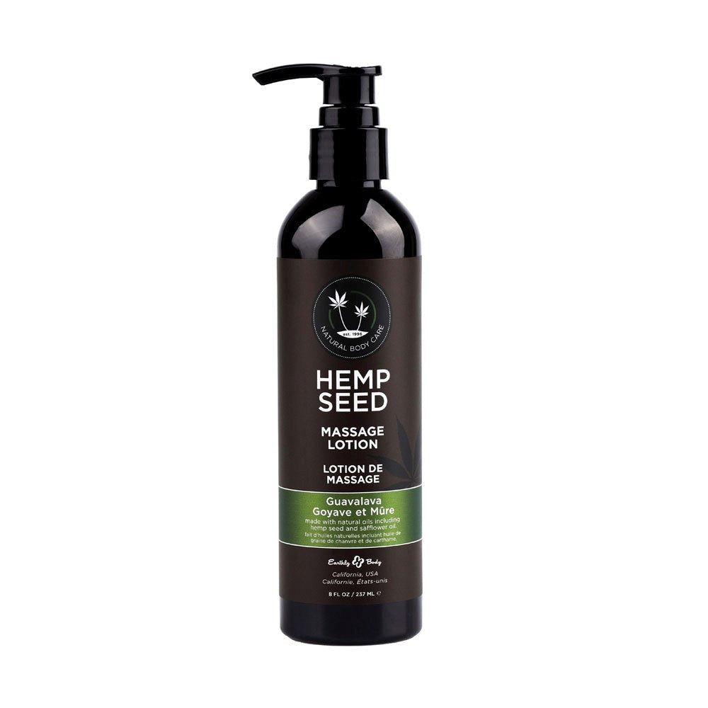 Earthly Body Hemp Seed Scented Massage Lotion 237 ml Non Greasy Formula - Guavalava - Massage Oils and Lubricants