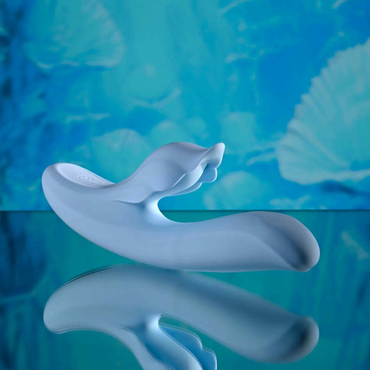 Playboy Pleasure IN BLOOM Thrusting & Heating Vibrator - Blue - Rabbit Vibrators