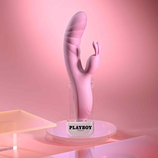Playboy Pleasure RUB ME RIGHT Thrusting Rabbit Vibrator - Pink - Rabbit Vibrators