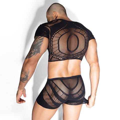 Love In Leather Sexy Extreme Plunge Boys Bodysuit Deep Plunge Design - Mens Briefs And Boxers