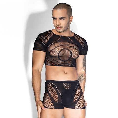 Love In Leather Sexy Extreme Plunge Boys Bodysuit Deep Plunge Design - Mens Briefs And Boxers
