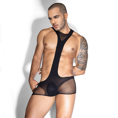 Love In Leather Sexy Mens Body Stockings Sheer Stretch - Mens Briefs And Boxers