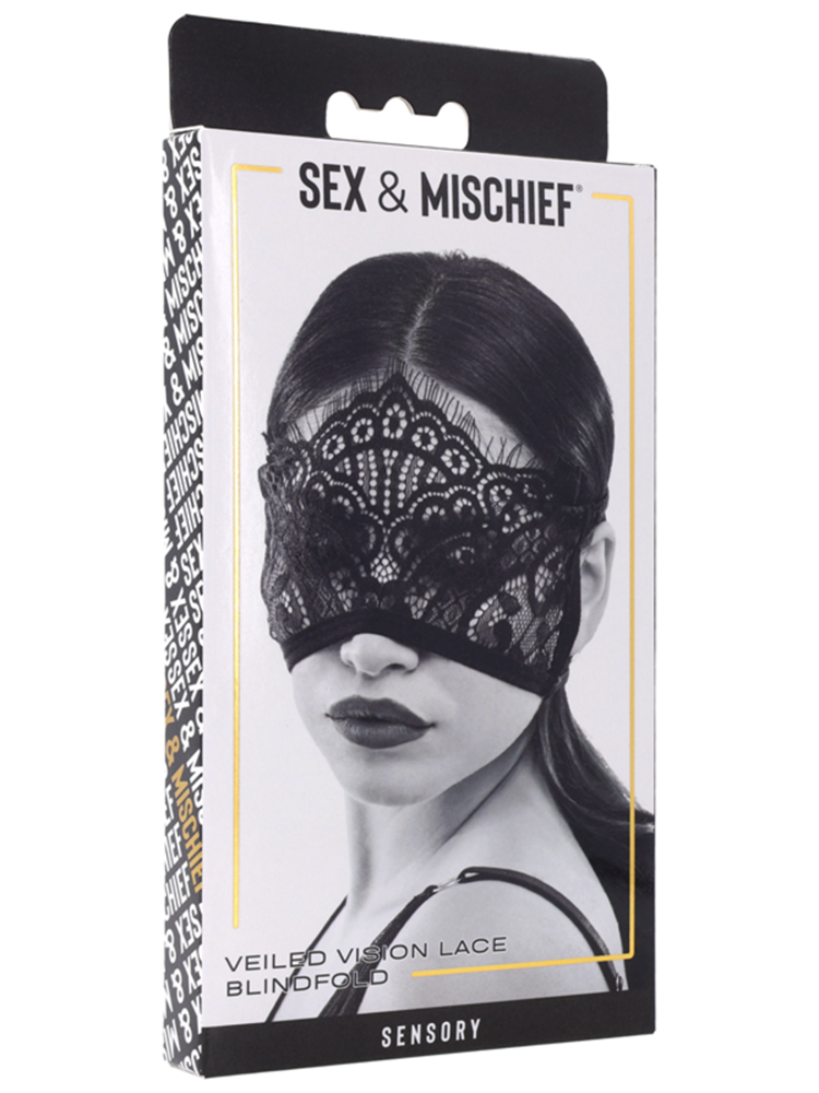 Sportsheets Sex and Mischief Veiled Vision Lace Blindfold Semi Sheer Design - Masks And Blindfolds