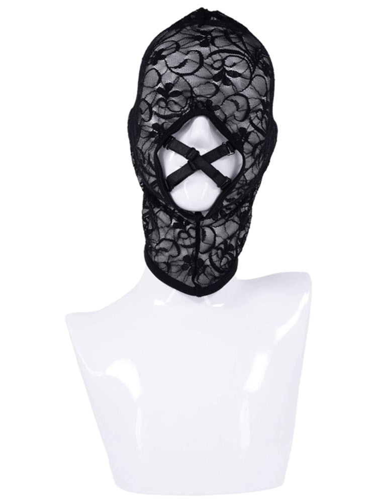 Sportsheets Sex and Mischief Lace Hush BDSM Hood Sensory Deprivation - Bondage Hoods