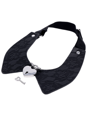 Sportsheets Sex and Mischief Heartbound Lace Day Collar with Heart Lock - Collars and Leads