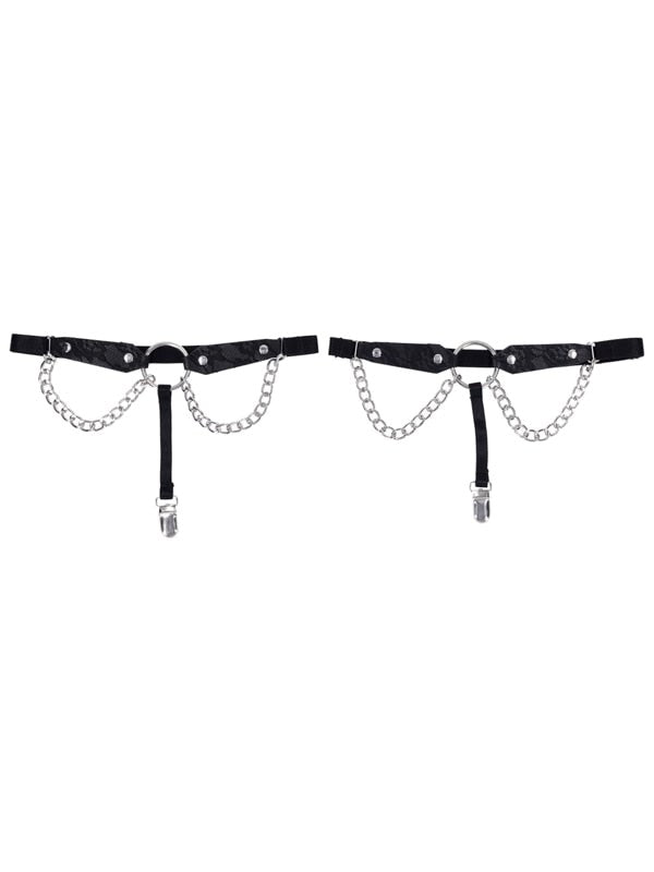 Sportsheets Sex and Mischief Chain Lace Garters with Draped Chains - Her Fetish