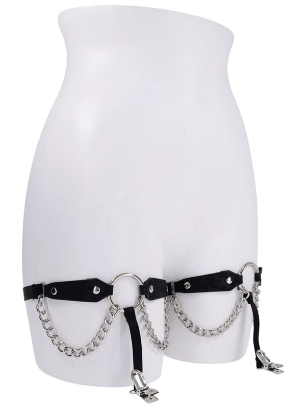 Sportsheets Sex and Mischief Chain Lace Garters with Draped Chains - Her Fetish