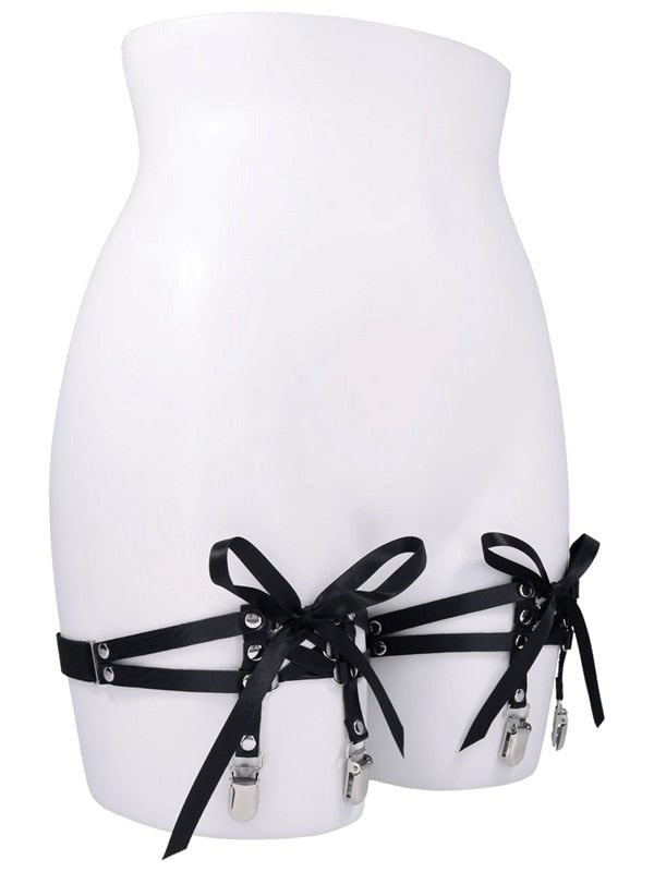 Sportsheets Sex and Mischief Laced Up Garters with Corset Lace Design - Her Fetish