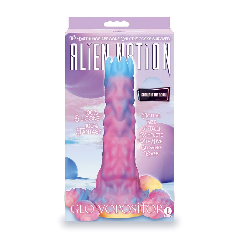 Icon Brands Alien Nation Glovopositor Fantasy Dildo with Luminescent Design - - Non-Realistic Dildos