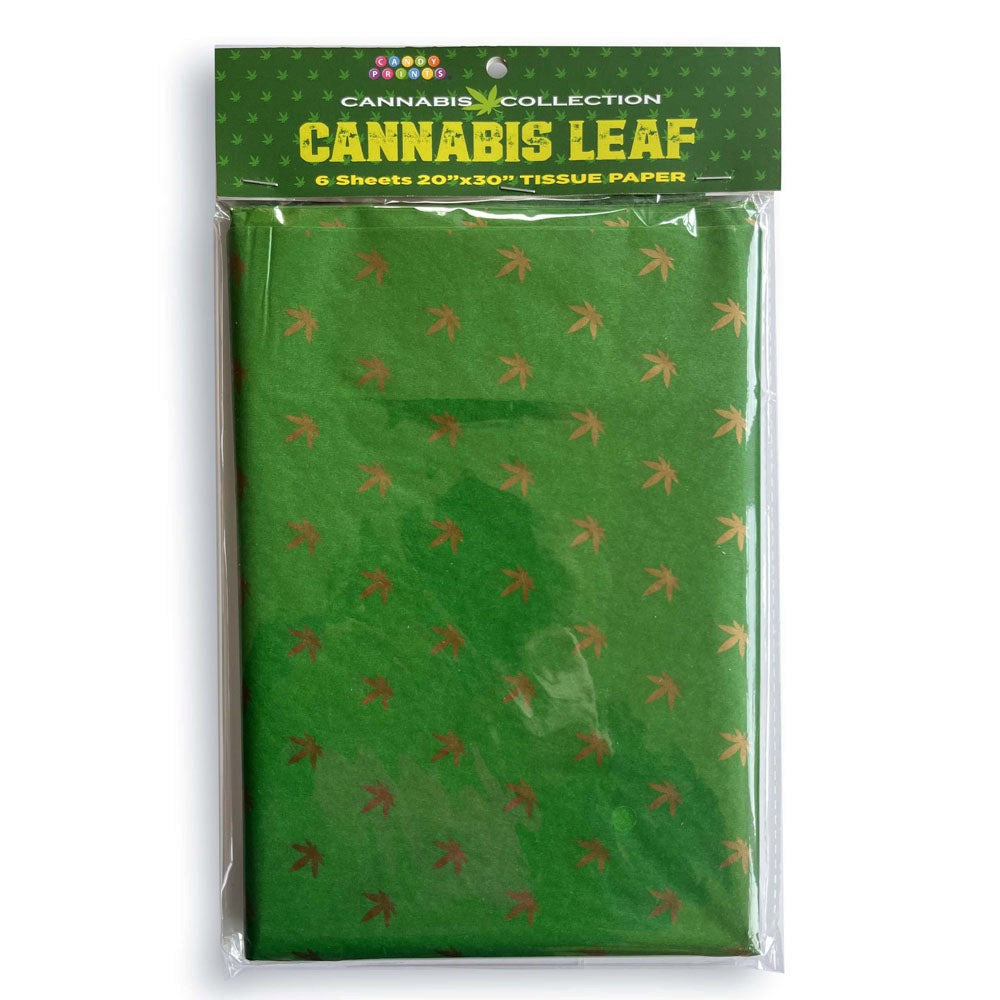 Little Genie Cannabis Leaf Tissue Paper Sheets 6 Pack Gift Wrapping Paper - Green - Party Gifts and Novelties