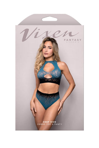 Fantasy Lingerie Vixen Deep Dive Ombre Top & Panty OS - Bras and Bra Sets