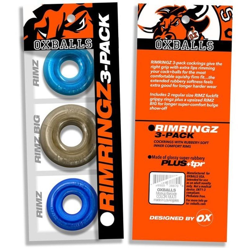 OxBalls RimRingz 3 Piece Multi Size Stretchy Cock Ring Set with Stackable - - Cock Ring Sets