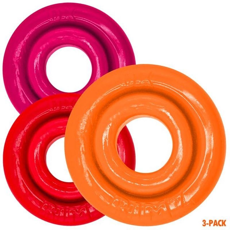 OxBalls RimRingz 3 Piece Multi Size Stretchy Cock Ring Set with Stackable - Orange - Cock Ring Sets