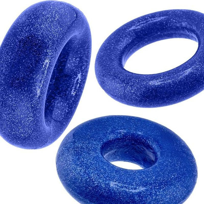 OxBalls Cockpack 3 Piece Stretchy Cock Ring Set with Triple Ring Design - Blue - Cock Ring Sets