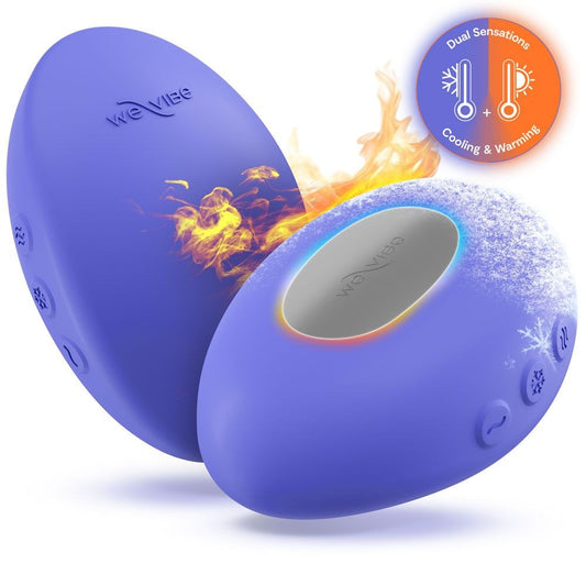 We Vibe Temp Multi Functions Lay On Vibrator with Temperature Control - Blue - Clit Ticklers and Pulsators