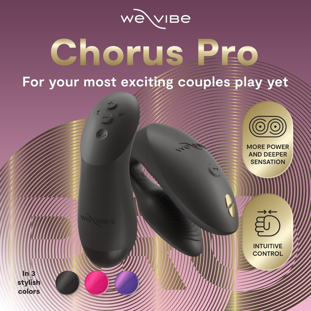 We Vibe Chorus Pro Multi Functions Couples Vibrators with Haptic Remote - Satin Black - Sex Toys For Couples