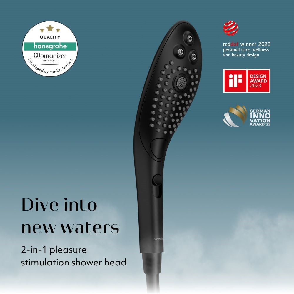 Womanizer Wave Waterproof Clitoral Stimulator Showerhead Water Massager - Black - Clit Ticklers and Pulsators