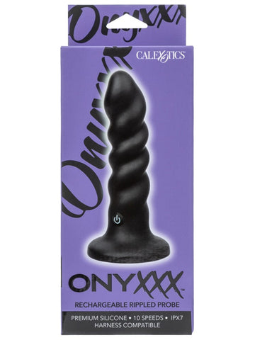 California Exotics Onyxxx Rechargeable Rippled Anal Probe Vibrator - Butt Plugs