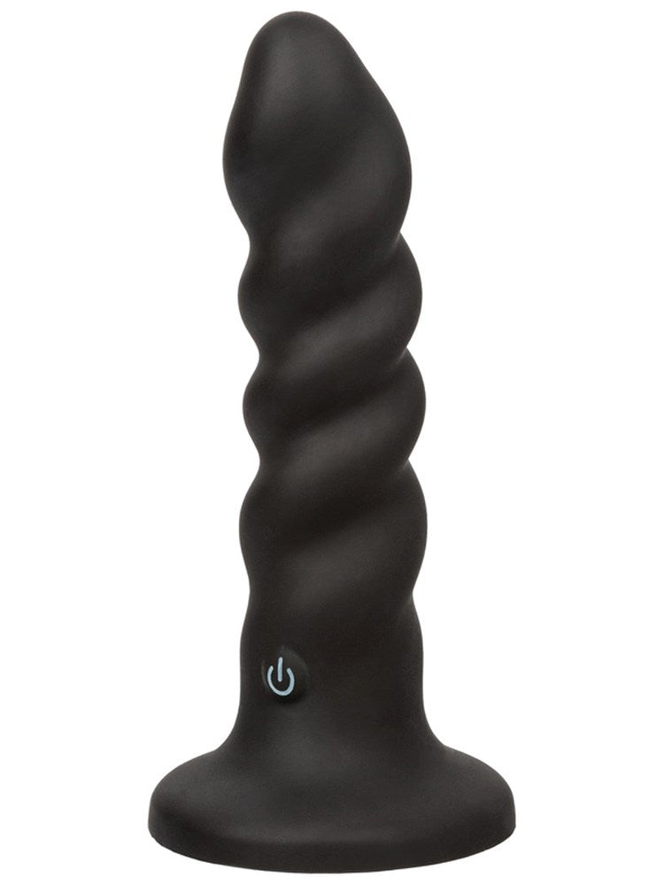 California Exotics Onyxxx Rechargeable Rippled Anal Probe Vibrator - Black - Butt Plugs