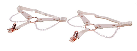 Sportsheets Sex and Mischief Peaches n CreaMe Pearl Garters with Pearl Accents - Cuffs And Restraints