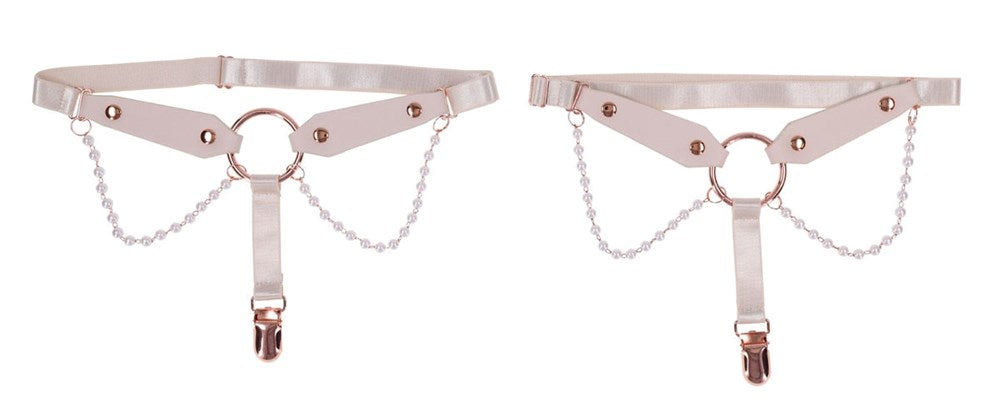 Sportsheets Sex and Mischief Peaches n CreaMe Pearl Garters with Pearl Accents - Cuffs And Restraints