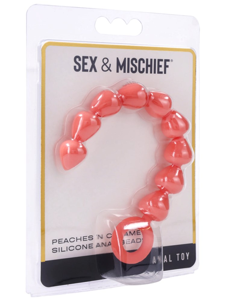 Sportsheets Sex and Mischief Peaches n CreaMe Silicone Anal Beads 9 Graduated - - Anal Beads and Balls