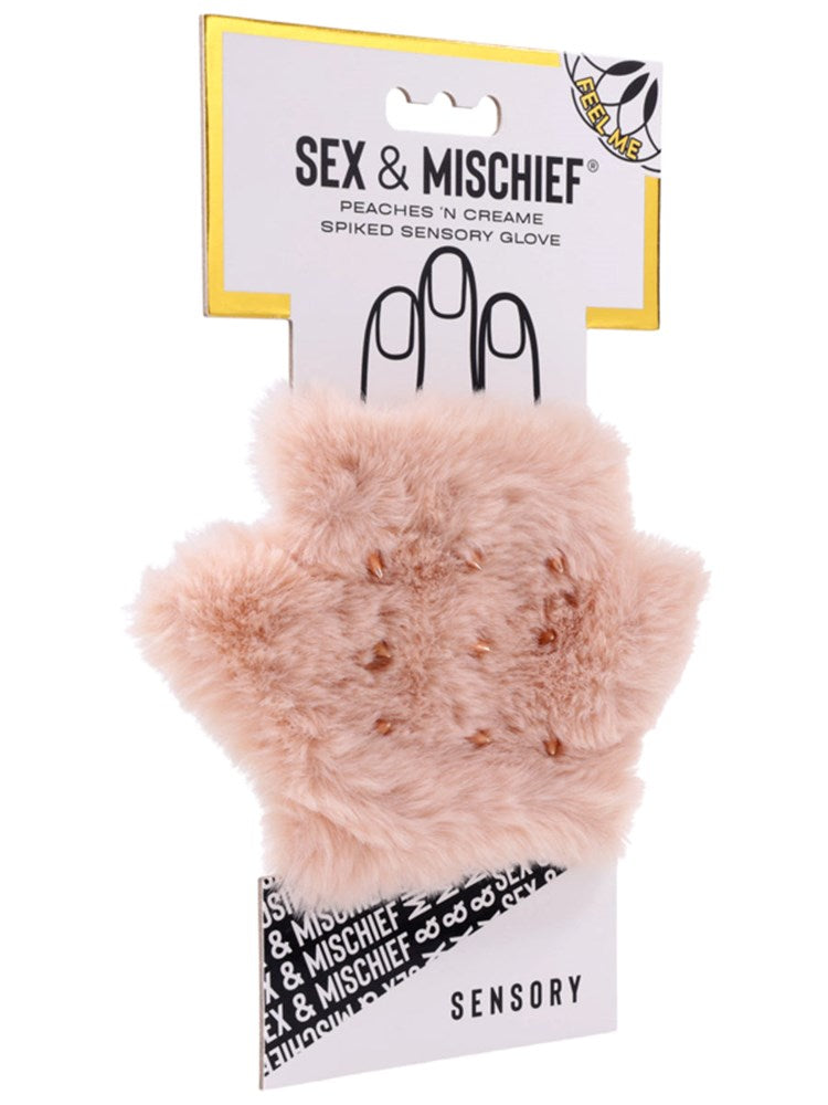 Sportsheets Sex and Mischief Peaches n CreaMe Spiked Sensory Glove Dual Texture - Wigs and Gloves
