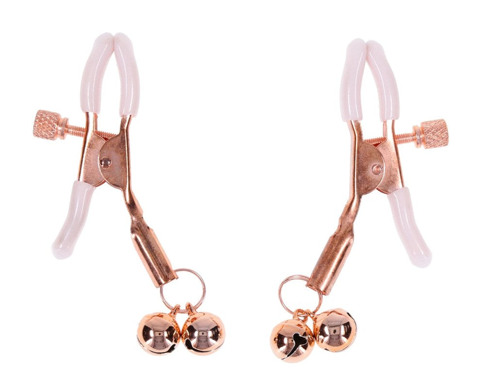 Sportsheets Sex and Mischief Peaches n CreaMe Bell Nipple Clamps - Nipple and Clit Clamps