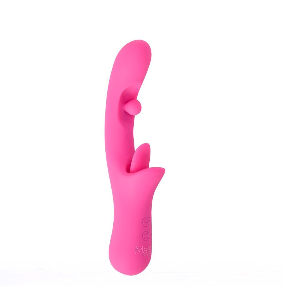 Maia Toys ALORA USB Rechargeable Rotating & Licking Vibrator Dual Motors - Pink - G-Spot Vibrators