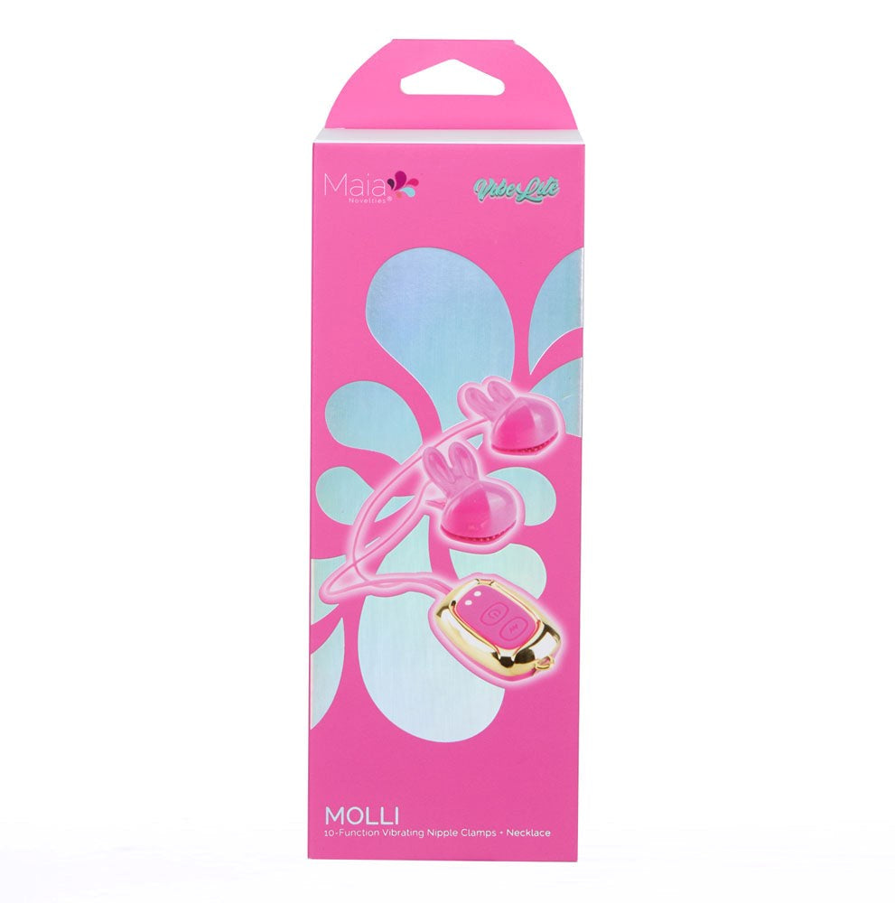 Maia Toys Maia MOLLI Rechargeable Vibrating Nipple Clamps & Necklace - - Nipple and Clit Clamps