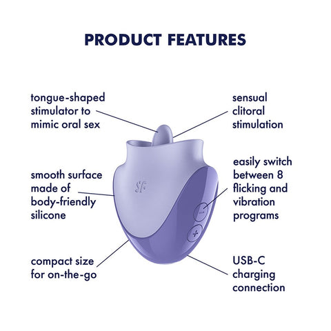 Satisfyer Tongue Dancer Rechargeable Flicking Stimulator with USB Charging - Clit Ticklers and Pulsators