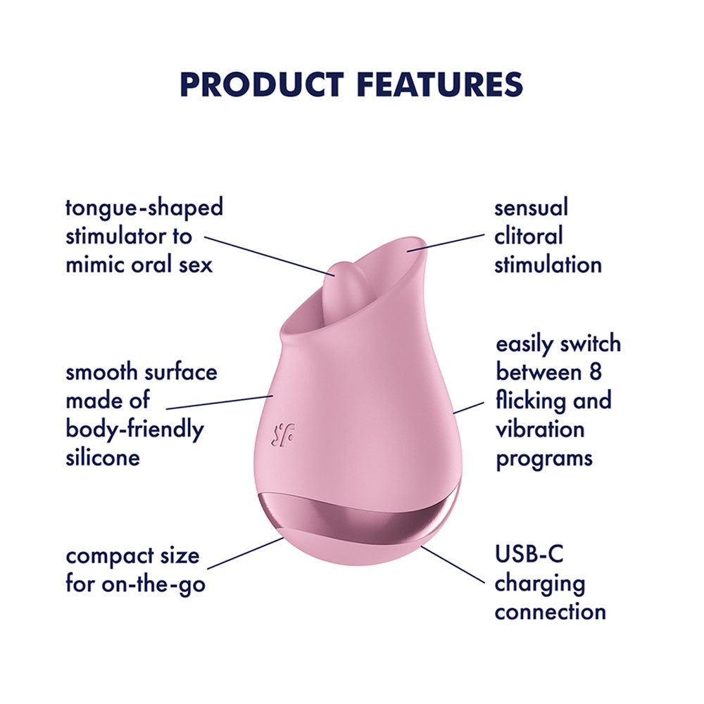 Satisfyer Tongue Player Rechargeable Clitoral Stimulator Flicking Motion - - Clit Ticklers and Pulsators