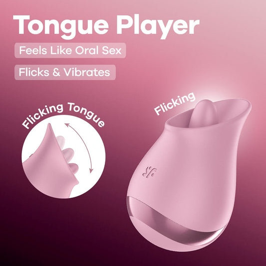 Satisfyer Tongue Player Rechargeable Clitoral Stimulator - Pink - Clit Ticklers and Pulsators