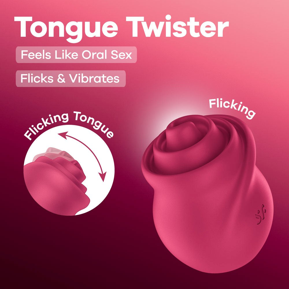 Satisfyer Tongue Twister USB Rechargeable Clit Stimulator Rotating Tongue - Pink - Clit Ticklers and Pulsators