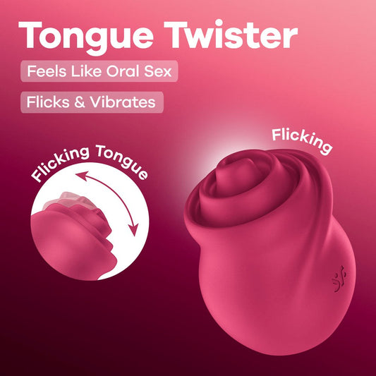 Satisfyer Tongue Twister USB Rechargeable Clit Stimulator - Pink - Clit Ticklers and Pulsators