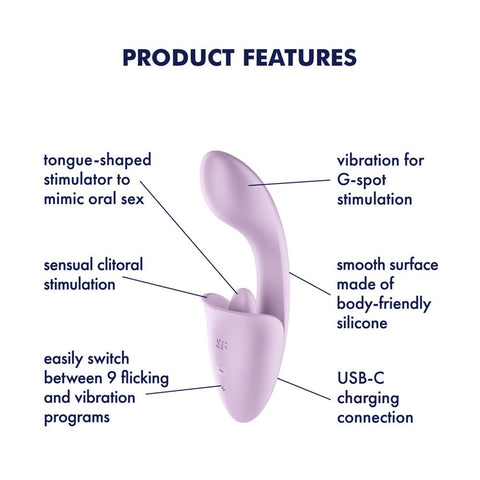 Satisfyer Tongue Expert Vibrator with Clitoral Stimulator Dual Stimulation - Clit Ticklers and Pulsators
