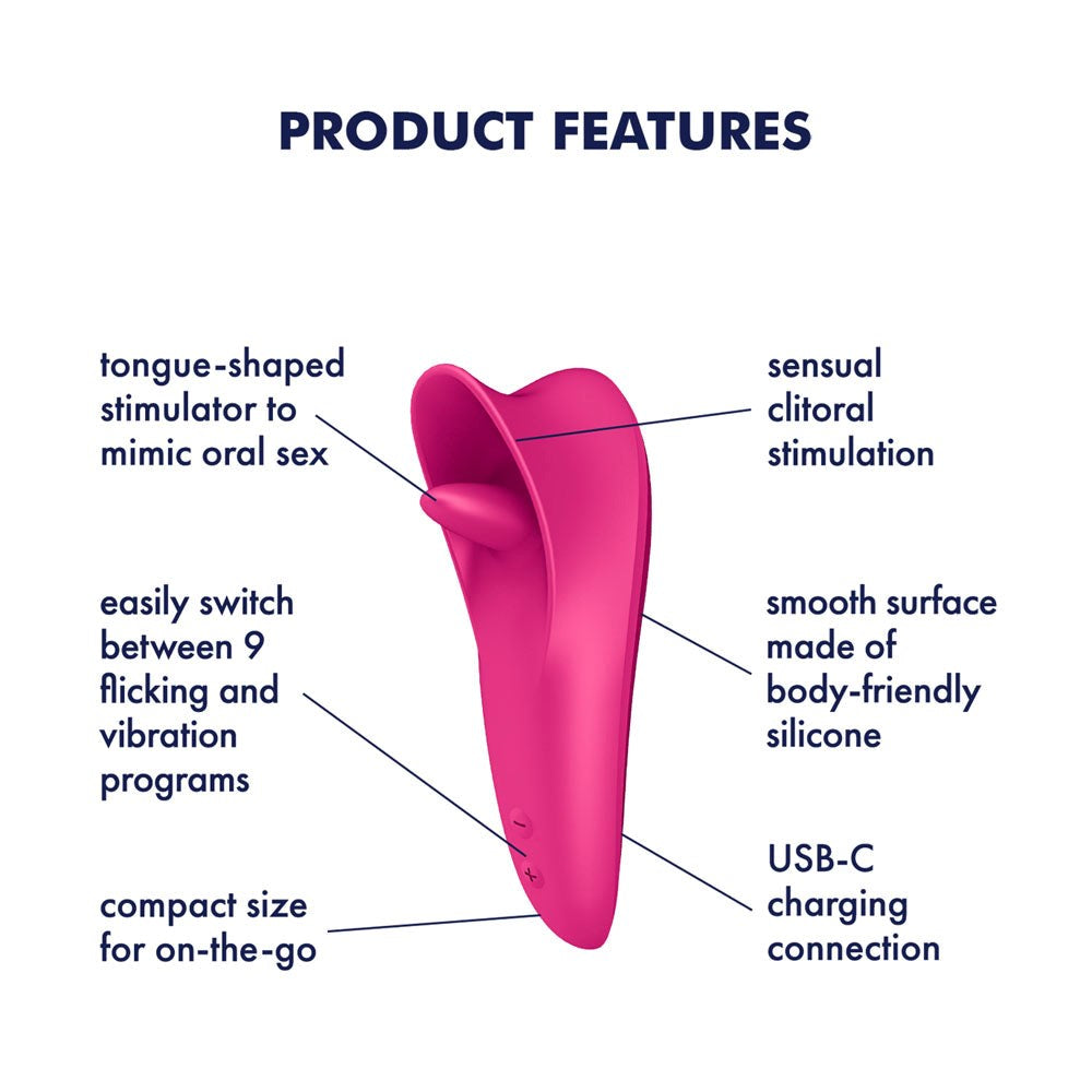 Satisfyer Tongue Master Flicking Clitoral Stimulator with Vibration - - Clit Ticklers and Pulsators
