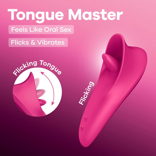 Satisfyer Tongue Master Flicking Clitoral Stimulator - Pink - Clit Ticklers and Pulsators