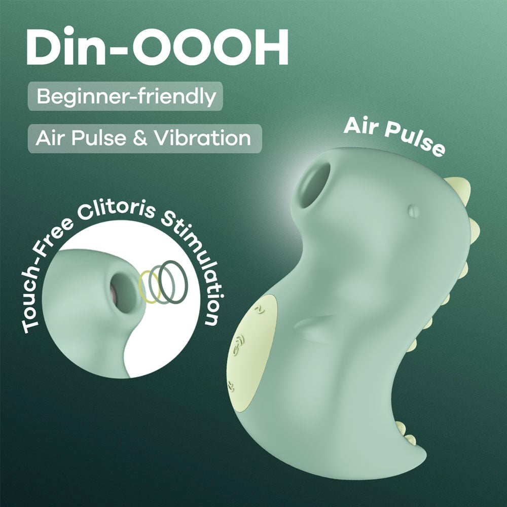 Satisfyer Din OOOH Rechargeable Air Pulse Clit Stimulator Dual Motor - Green - Clit Ticklers and Pulsators